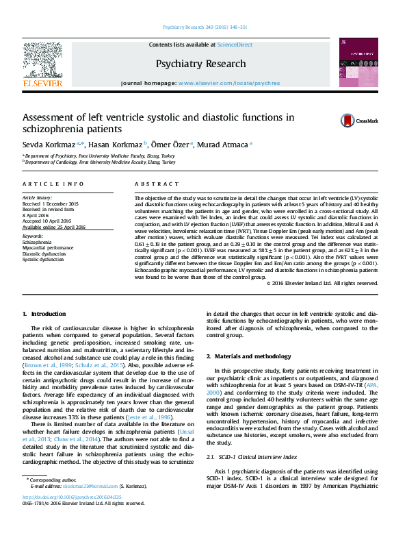 (PDF) Assessment of left ventricle systolic and diastolic functions in ...