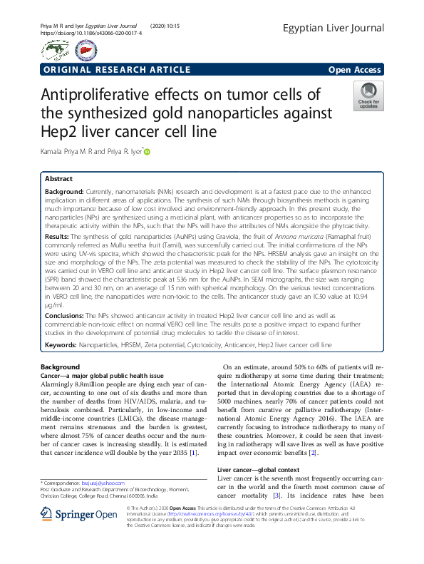 (PDF) Antiproliferative effects on tumor cells of the synthesized gold ...