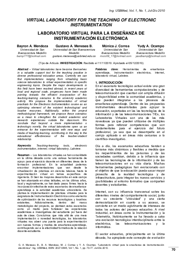 (PDF) Virtual laboratory for the teaching of electronic instrumentation