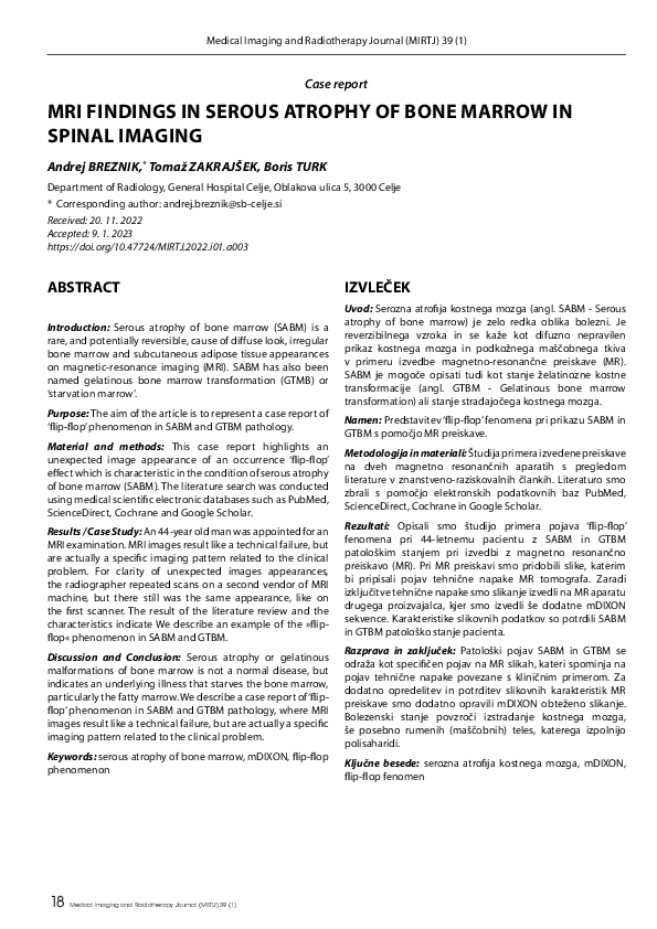 (PDF) MRI findings in serous atrophy of bone marrow in spinal imaging