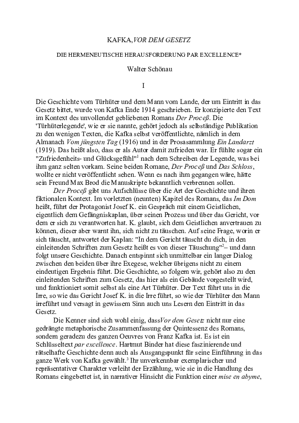 (DOC) Kafka, Vor dem Gesetz (2023)