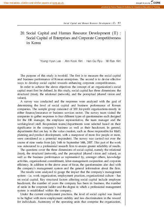 (PDF) Social Capital and Human Resource Development (Ⅱ) : Social ...