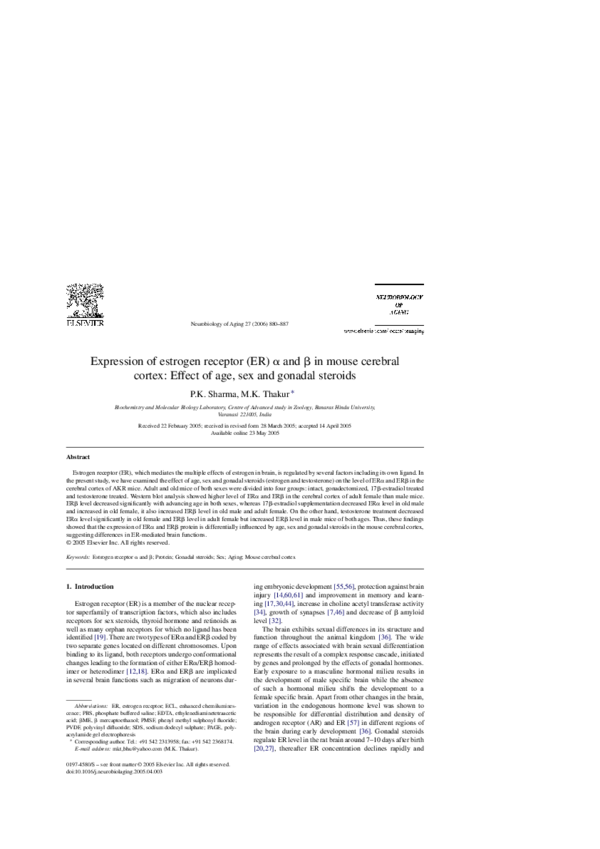 (PDF) Expression of estrogen receptor (ER) α and β in mouse cerebral ...