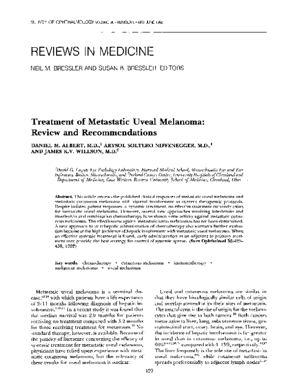 (PDF) Treatment of metastatic uveal melanoma: Review and recommendations