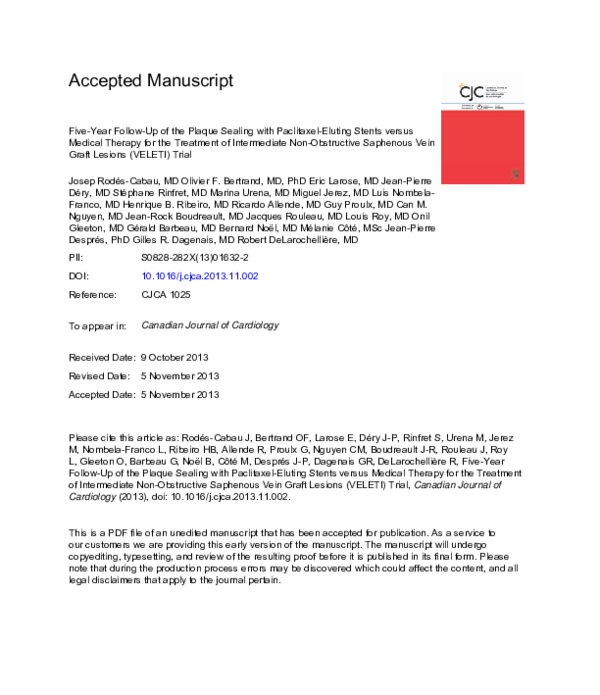 (PDF) Five-Year Follow-up of the Plaque Sealing With Paclitaxel-Eluting ...