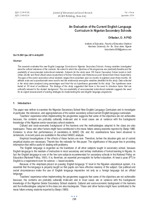 (PDF) An Evaluation of the Current English Language Curriculum in ...