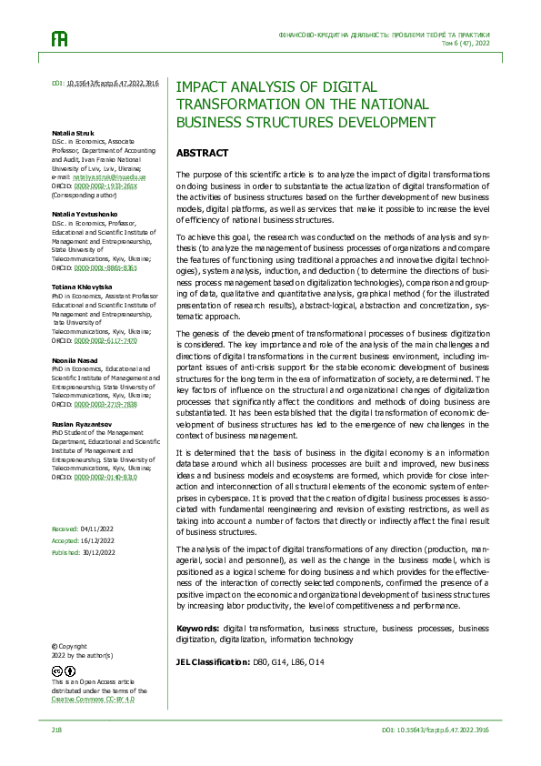 (PDF) Impact Analysis of Digital Transformation on the National ...