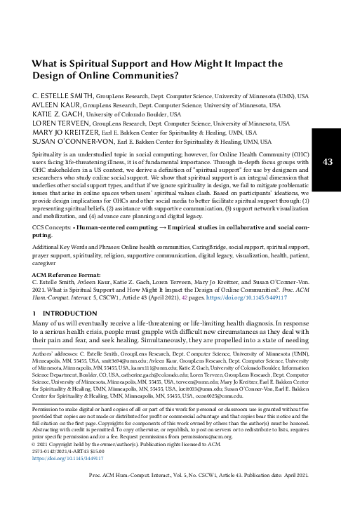 (PDF) What is Spiritual Support and How Might It Impact the Design of ...