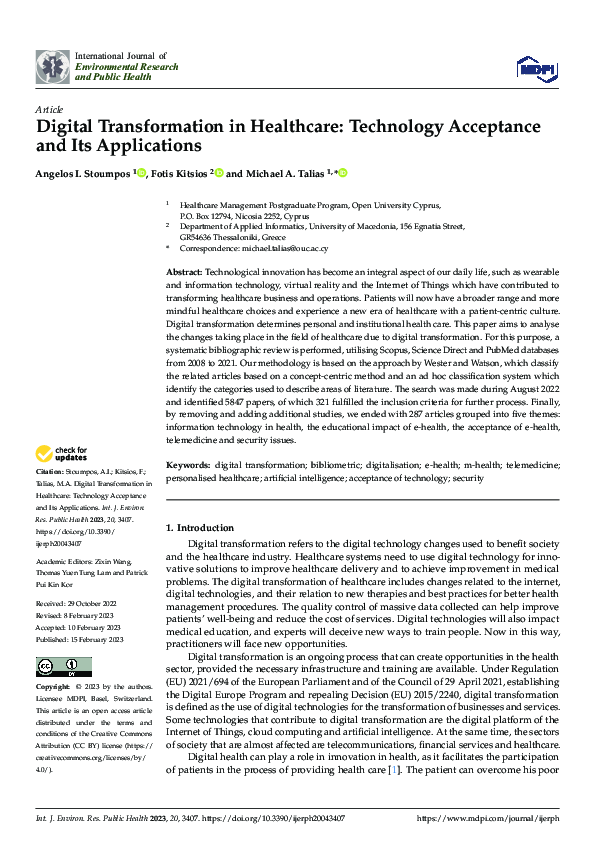 (PDF) Digital Transformation in Healthcare: Technology Acceptance and ...