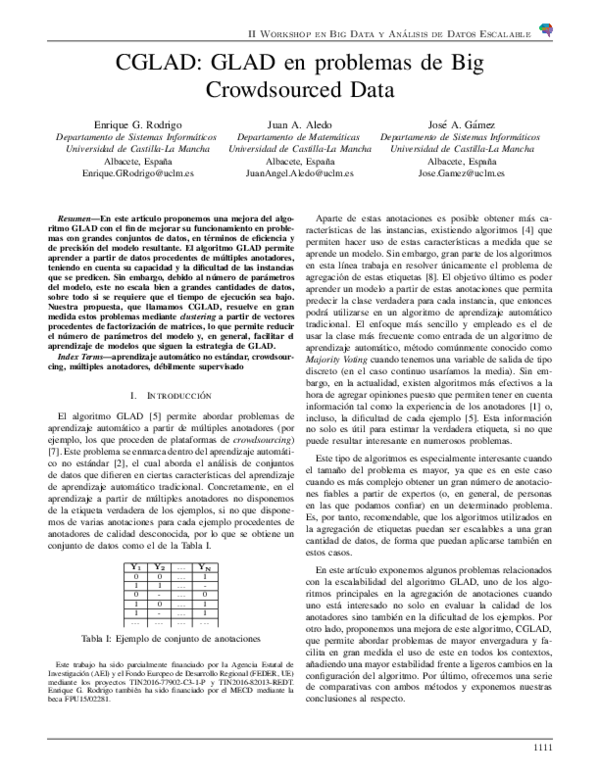 (PDF) CGLAD: GLAD en problemas de Big Crowdsourced Data