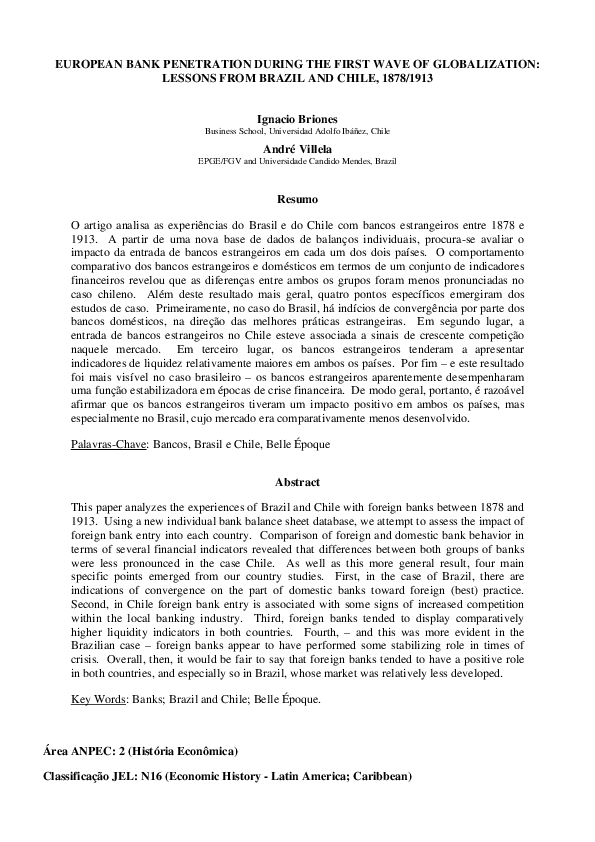 (PDF) European bank penetration during the first wave of globalisation ...