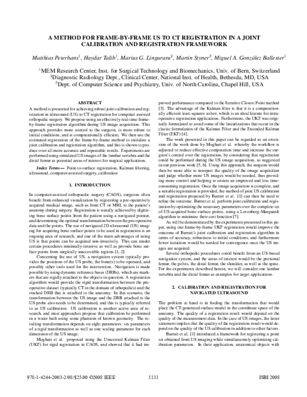 (PDF) A method for frame-by-frame US to CT registration in a joint ...