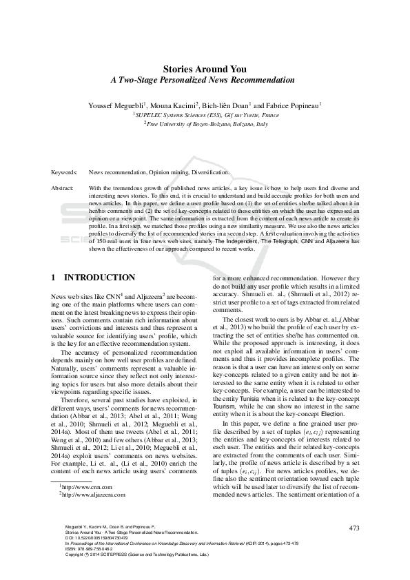 (PDF) Stories Around You - A Two-Stage Personalized News Recommendation