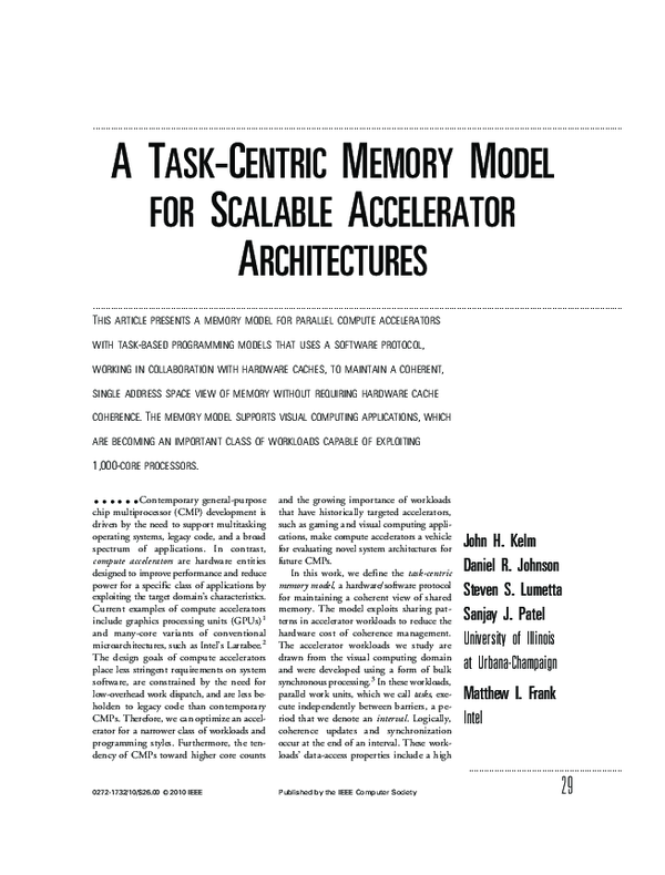 (PDF) A Task-Centric Memory Model for Scalable Accelerator Architectures