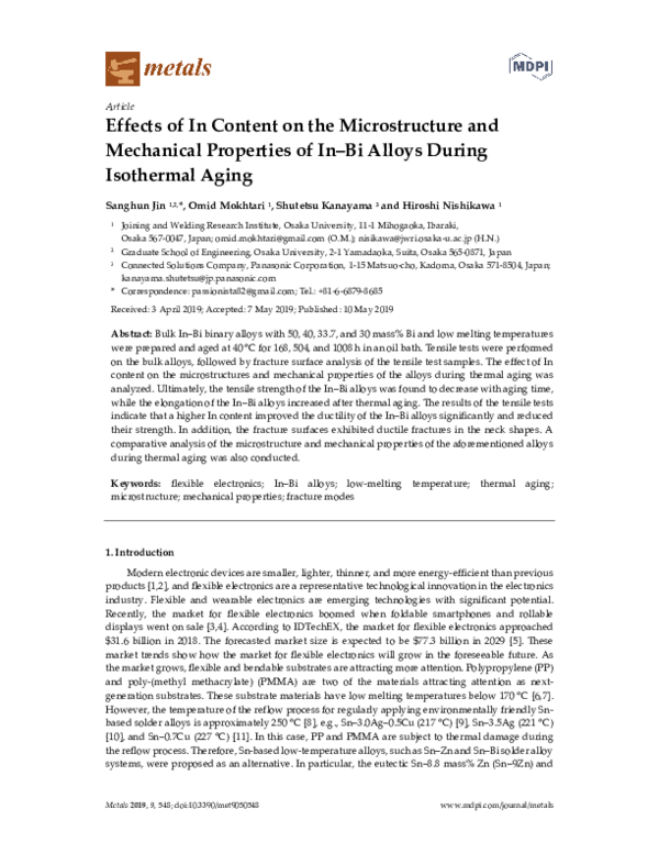 (PDF) Effects of In Content on the Microstructure and Mechanical ...