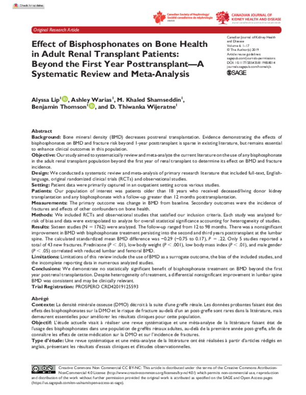 (PDF) Effect of Bisphosphonates on Bone Health in Adult Renal ...