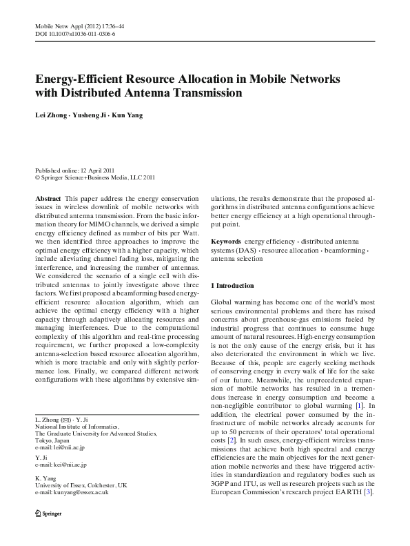 (PDF) Energy-Efficient Resource Allocation in Mobile Networks with ...