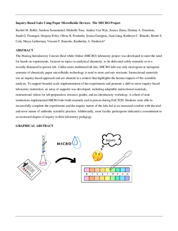 (PDF) Inquiry-Based Labs Using Paper Microfluidic Devices: The MICRO ...