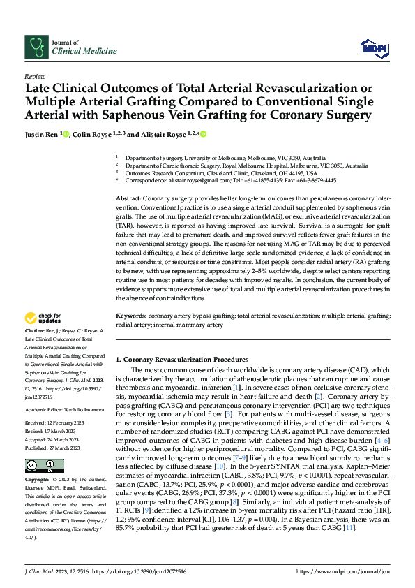 (PDF) Late Clinical Outcomes of Total Arterial Revascularization or ...