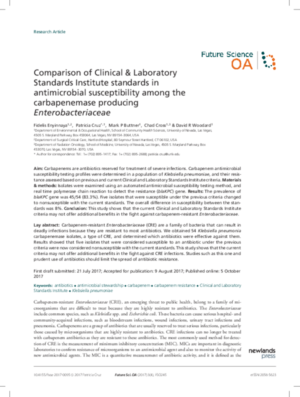 (PDF) Comparison of Clinical & Laboratory Standards Institute standards in antimicrobial