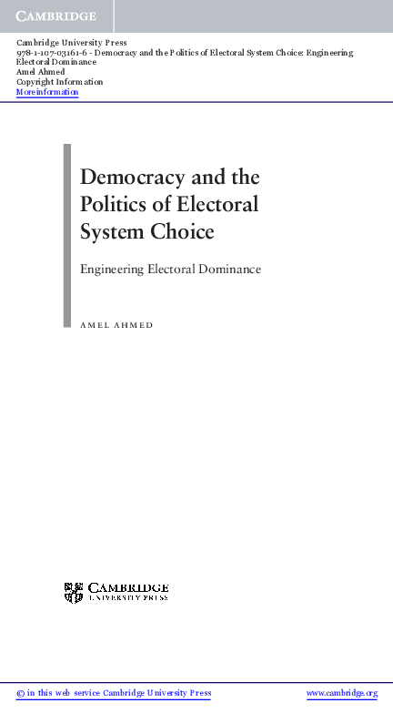 (PDF) Democracy and the Politics of Electoral System Choice