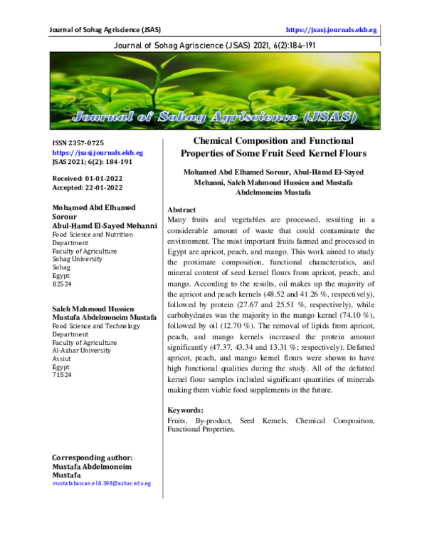 (PDF) Chemical Composition and Functional Properties of Some Fruit Seed ...