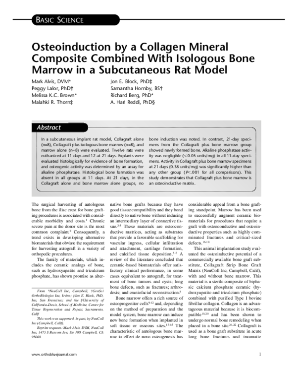 (PDF) Osteoinduction by a Collagen Mineral Composite Combined With ...