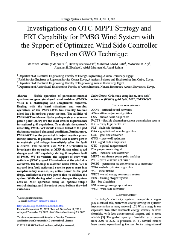 (PDF) Investigations on OTC-MPPT Strategy and FRT Capability for PMSG ...