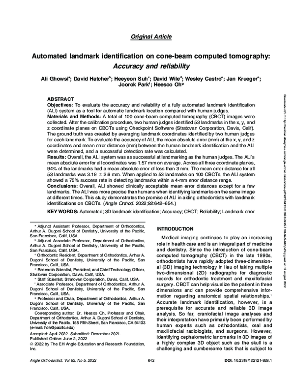 (PDF) Automated landmark identification on cone-beam computed ...