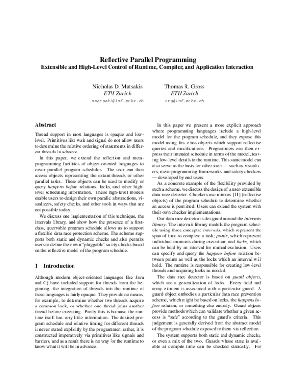  pdf reflective parallel programming extensible and high level control