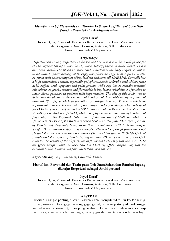 (PDF) Identifikasi Flavonoid dan Tanin pada Teh Daun Salam dan Rambut