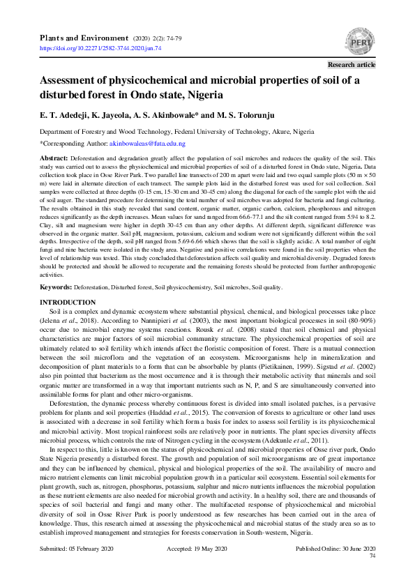 (PDF) Assessment of physicochemical and microbial properties of soil of ...