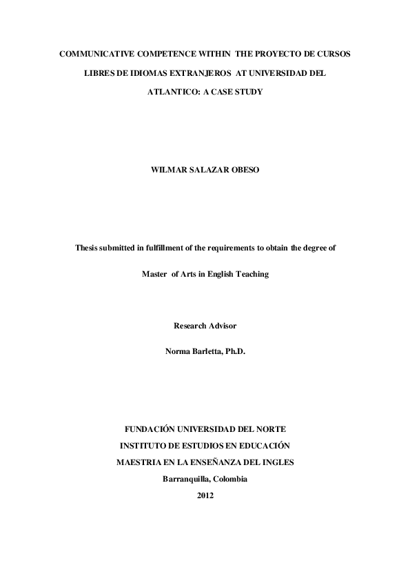 PDF) Communicative competence within the proyecto de cursos libres de  idiomas extranjeros at Universidad del Atlántico | Wilmar Salazar Obeso -  Academia.edu