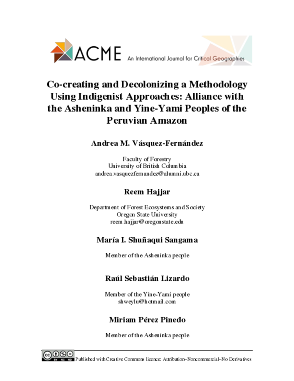 (PDF) Co-creating and Decolonizing a Methodology Using Indigenist ...