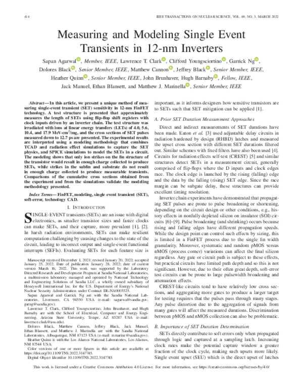 (PDF) Measuring and Modeling Single Event Transients in 12-nm Inverters