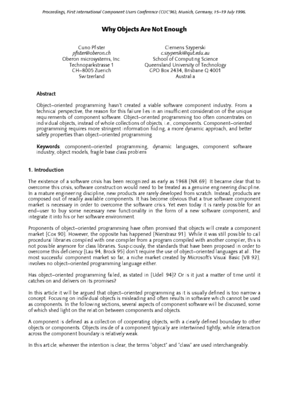(PDF) Why Objects Are Not Enough