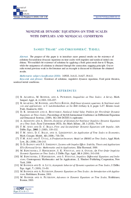 (PDF) Nonlinear dynamic equations on time scales with impulses and ...
