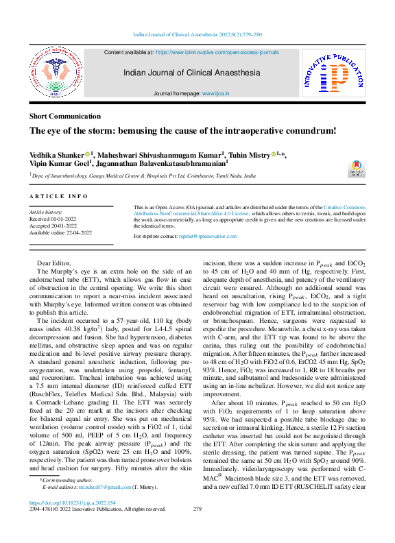 (PDF) The eye of the storm: bemusing the cause of the intraoperative ...