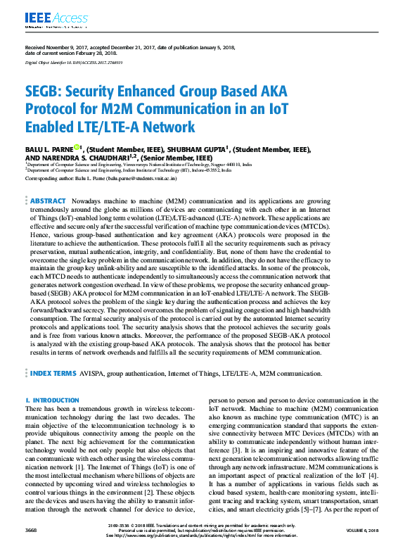 (PDF) SEGB: Security Enhanced Group Based AKA Protocol for M2M ...