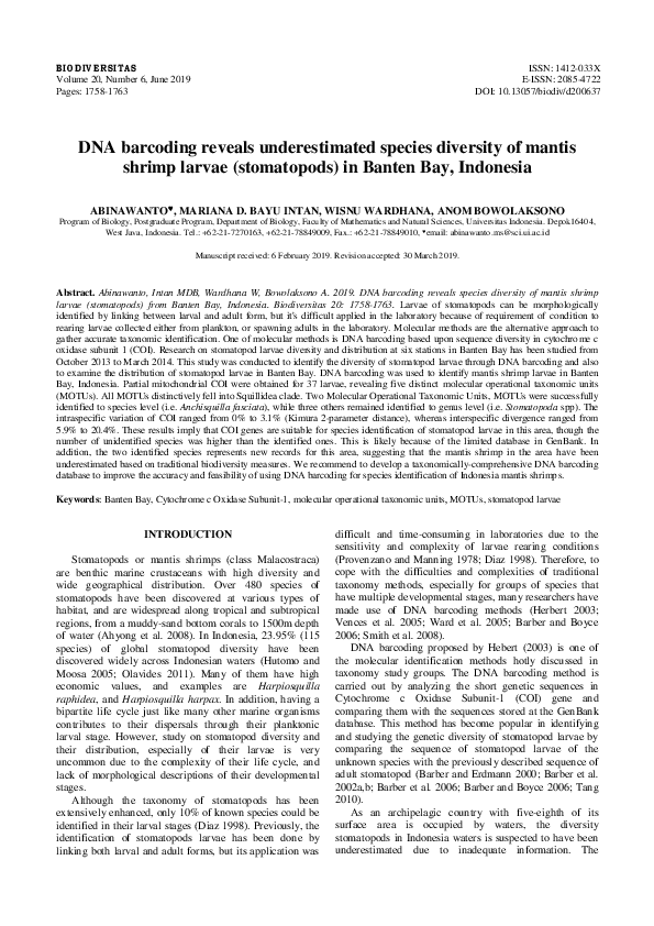 (PDF) DNA barcoding reveals underestimated species diversity of mantis ...