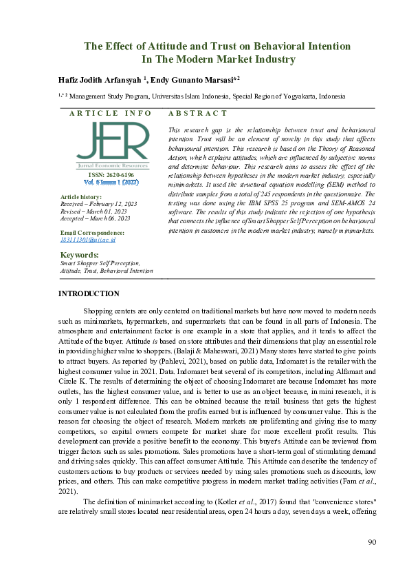 (PDF) The Effect of Attitude and Trust on Behavioral Intention In The ...