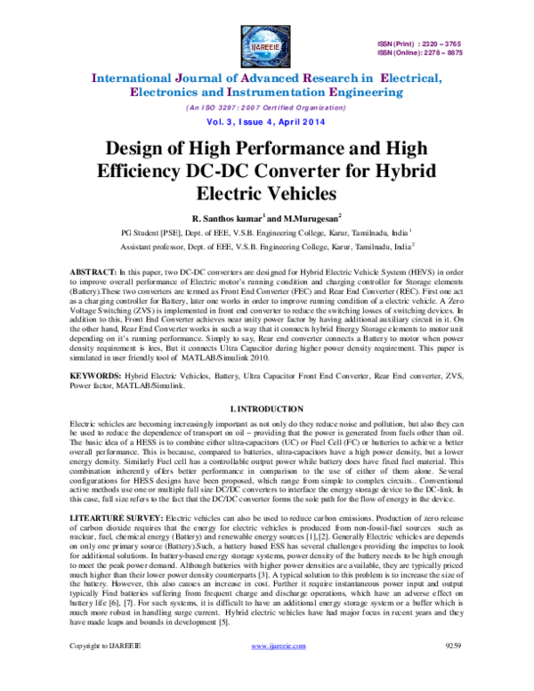 (PDF) Design of High Performance and High Efficiency DC-DC Converter ...