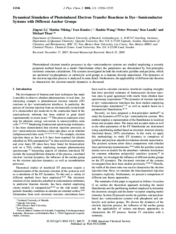 (PDF) Dynamical Simulation of Photoinduced Electron Transfer Reactions ...