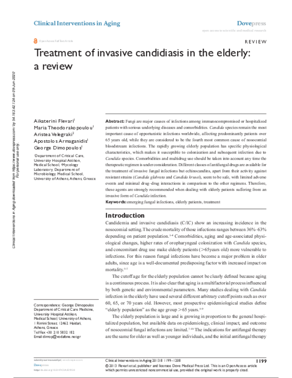 (PDF) Treatment of invasive candidiasis in the elderly: a review