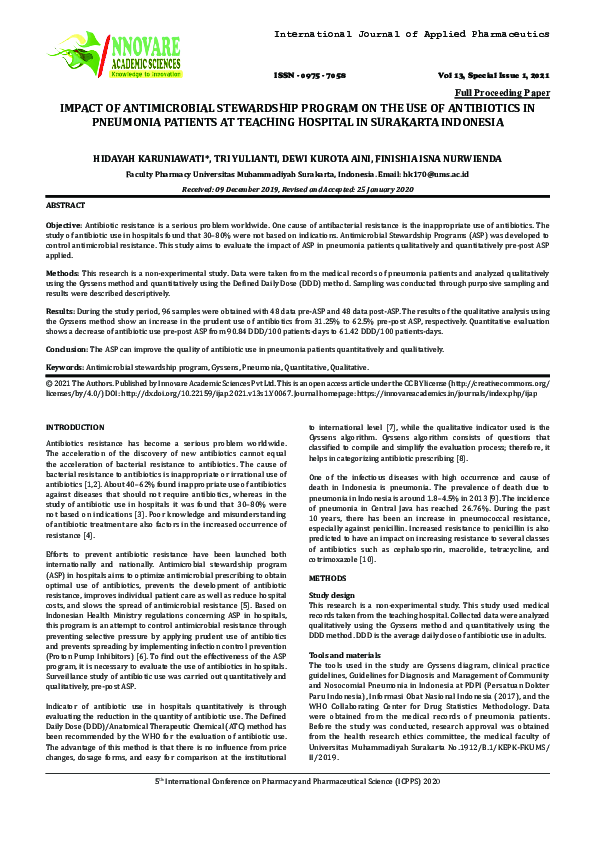 (PDF) IMPACT OF ANTIMICROBIAL STEWARDSHIP PROGRAM ON THE USE OF ...