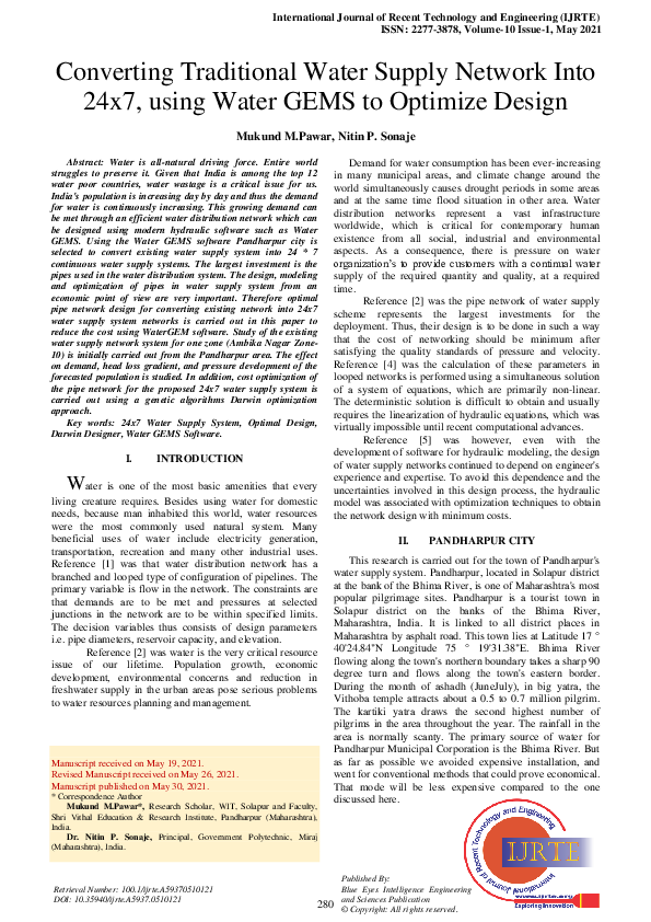 (PDF) Converting Traditional Water Supply Network Into 24x7, using ...
