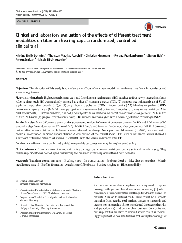 (PDF) Clinical and laboratory evaluation of the effects of different ...