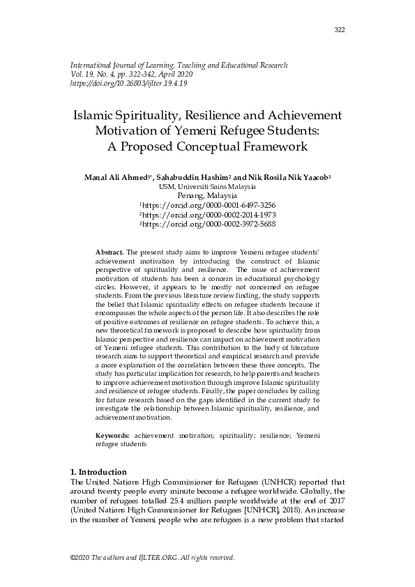 (PDF) Islamic Spirituality, Resilience and Achievement Motivation of ...