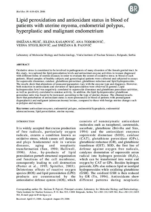 (PDF) Lipid peroxidation and antioxidant status in blood of patients ...