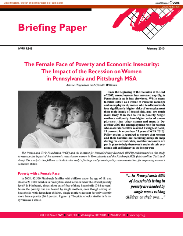 (PDF) The Female Face of Poverty and Economic Insecurity: The Impact of ...